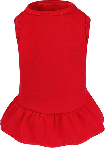 Dog Dresses Cat Skirt Solid Color Dog Clothes Summer Sleeveless Puppy Girl Clothes for Small Pet Dogs Cats (Red, X-Small)
