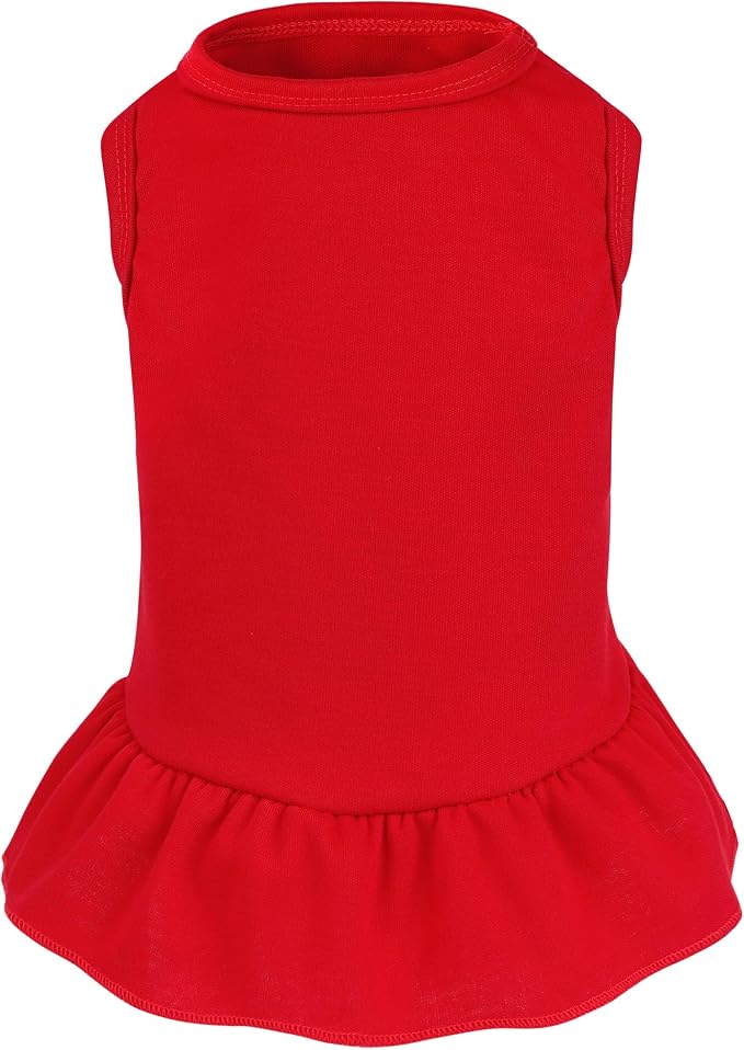 Dog Dresses Cat Skirt Solid Color Dog Clothes Summer Sleeveless Puppy Girl Clothes for Small Pet Dogs Cats (Red, Medium)
