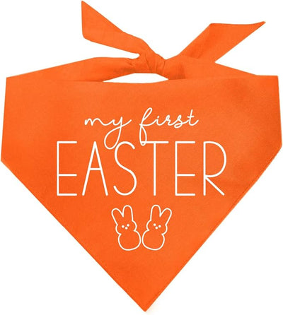 My First Easter Dog Bandana | 100% Cotton Adjustable Triangle | Made in USA | Easter Bunny | Egg Hunt| Funny Outfit Prop Photoshoot |Orange, One Size (392)