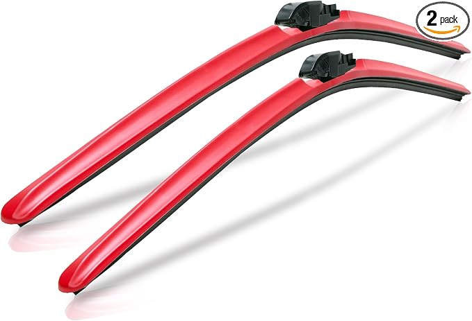 ClixWipers 20" + 16" (Set of 2) Red All Weather Premium Automotive Replacement Windshield Wiper Blades, Passenger and Driver Side Winter Wiper Blades for Various Car Models