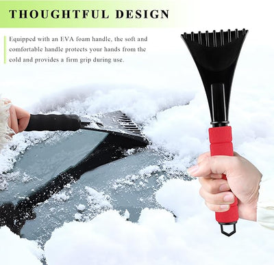 Ice Scraper for Car Windshield, Scratch-Free Auto Window Snow Scraper with Foam Grip, Efficient Ice Shovel Windshield Frost Cleaning Tool for Sedan Truck SUV, Car Accessories (Red)
