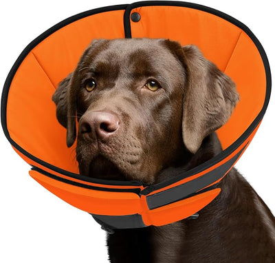 Queenmore Dog Cone, Dog Cone for Large Dogs, Soft Dogs Cone Collar After Surgery for Neutering, Breathable Pet Cones, Adjustable E-Collar Alternative to Stop Licking, Orange XL