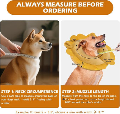 IEUUMLER Inflatable Recovery Dog Collar, Protective Donut Cone, Adjustable Soft Collar for Dog and Cat After Surgery Prevent from Biting & Scratching EU002 - Orange Lion L+