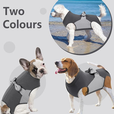 SAWMONG Zipper Recovery Suit for Dogs, Cotton Dog Surgery Suit Female Spay Pet Male Breathable, Neuter Onesie Bodysuit Prevent Licking Wounds, Substitute E-Collar & Cone(Gray, Large)