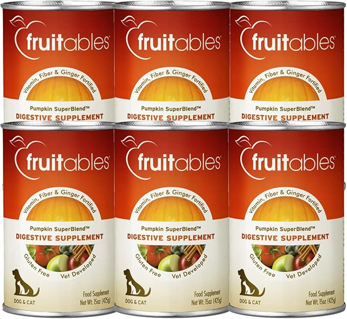Pumpkin Digestive Supplement - Made with Pumpkin for Dogs - Healthy Fiber Supplement for Pet Nutrition - 15 Ounces (6 Pack)