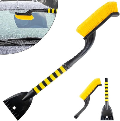 ecocstm 25.5" Car Snow Brush and Detachable Ice Scraper, Snow Shovel for Car Window, with Foam Grip and 45° Angle Brush Head, Snow Shovel for Car Window, Winter Accessories for Cars, Trucks, SUVs