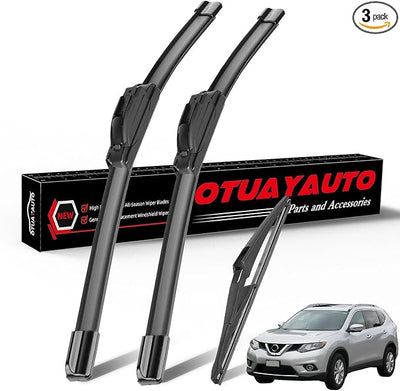 OTUAYAUTO Premium Windshield Wiper Blades Replacement for Nissan Rogue 2008-2013 Rogue Select 2014-2015 All-Extreme Weather Performance Quiet No Trace, Front and Rear Wipers 26"+14"+12" (Pack of 3)