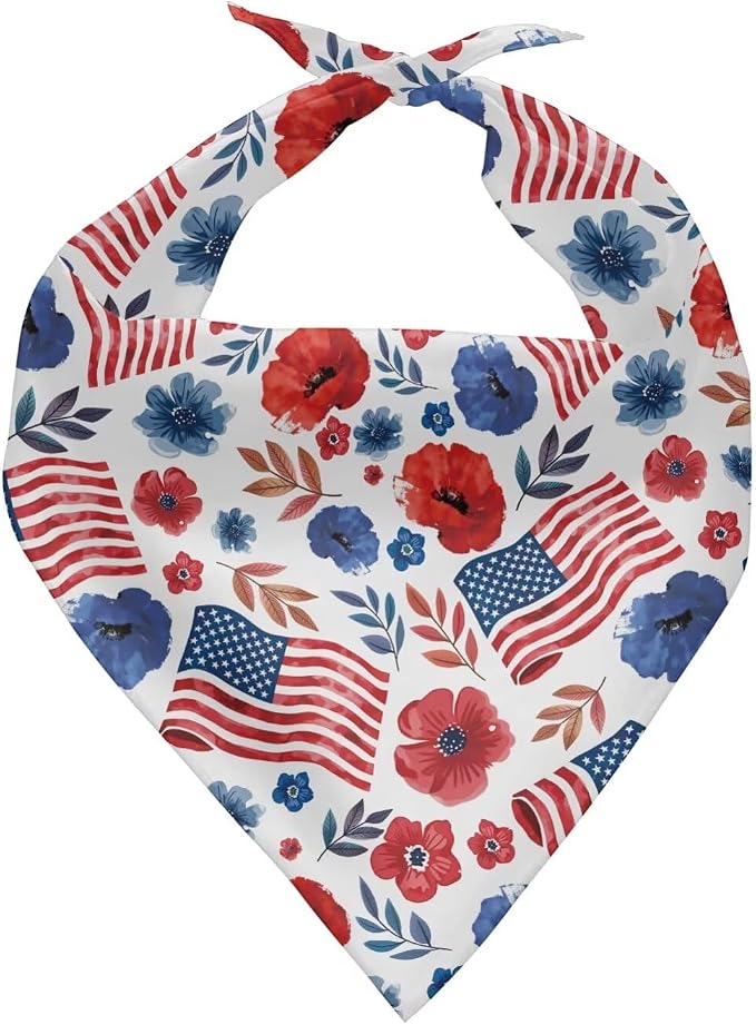 250th Anniversary Dog Bandana USA Flag Dog Bandana Puppy Triangle Scarf Lightweight Pet Accessories for Small Medium Large Dogs Cats