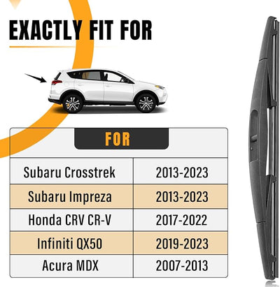 AUTOBOO 12 Inch Rear Wiper Blade Replacement for Subaru Crosstrek Impreza 2023-2012 Honda CRV 2022-2017 Infiniti QX50 23-19 MDX 13-07-BACK Windshield Wiper Blade -Original Factory Quality (Pack of 1)