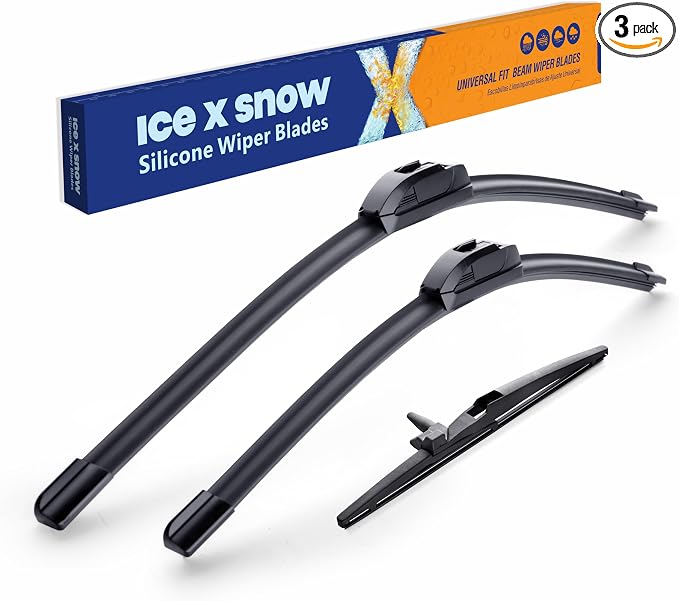 ICEXSNOW® Silicone Windshield Wiper Blades Replacement for TOYOTA 4Runner 2010 2011 2012-2023 Automotive Replacement Windshield Wiper Blades (24"+20"+12" Front Rear Wiper Blade Set)