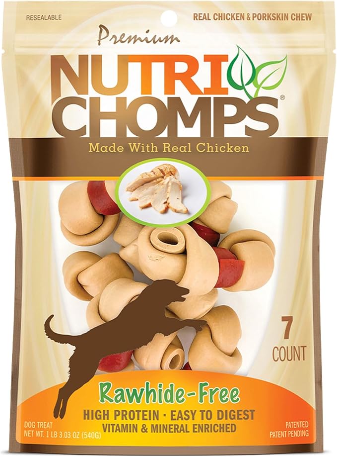 Dog Chews, 4-inch Knots, Easy to Digest, Rawhide-Free Dog Treats, 7 Count, Real Chicken