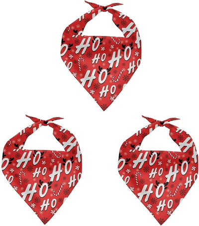 KEIAHUAN Christmas Dog Bandanas Adjustable Fit Xmas Bandanas Washable Reversible Holiday Pet Scarf Classic Triangle Bibs for Medium Large Dogs Pets, Christmas HOHOHO