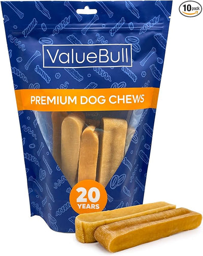 ValueBull Himalayan Yak Cheese Dog Chews, Extra Extra Large, 10 ct - Long Lasting for Aggressive Chewers, All Natural, Healthy & Safe, Low Odor Nepal Yak Milk Chews