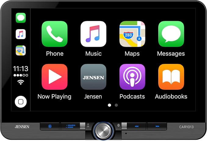 CAR1013 10.1-inch Certified Apple CarPlay Android Auto Wired or Wireless | Single DIN & Double DIN Touchscreen Car Stereo Radio | Bluetooth | Front & Rear Camera Inputs | USB Playback & Charge