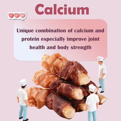 Healthy Dog Treats, Chicken Duck Wrapped Beef Cartilage Dog Chews, Long Lasting Grain Free Rawhide Free Dog Bones for Small Medium Dogs Daily Teeth Grinding Cleaning Chewing Snacks