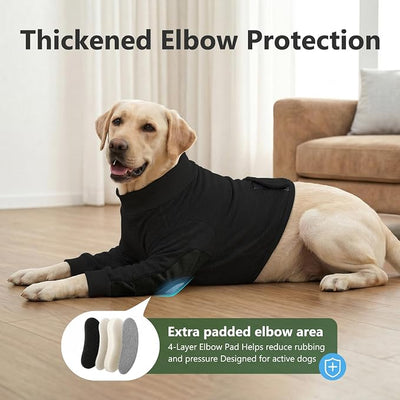 Dog Recovery Suit for Front Legs, Dog Elbow Protector with Padded Elbow Coverage to Stop Licking, Front Leg Sleeve for Hot Spots, Wounds, Hygroma, Calluses & Post-Surgery Care,Black,S