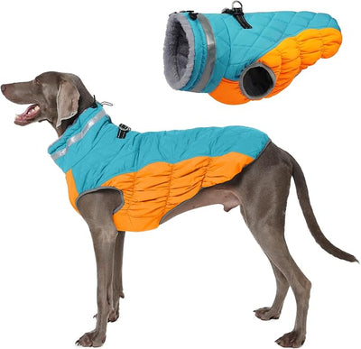 Warm Dog Coats For Large Dogs, Waterproof Dog Jacket With Harness, Zipper Clousure, Fleece Lining, Turtleneck, For Cold Weather Outdoor Walks, Pet Snowsuit For Beagle, Cocker Spaniel, Corgi- XL