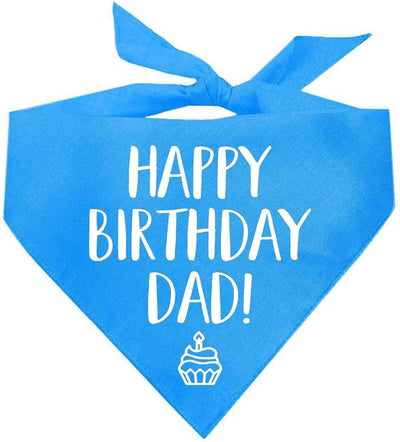 Happy Birthday Dad! Dog Bandana | 100% Cotton Adjustable Triangle | Made in USA | Birthday Party Supplies | Outfit Prop Photoshoot |Turquoise, One Size (171)
