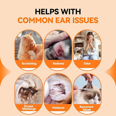 PUAINTA Dog Ear Drops with Finger Cots, Natural Dog Ear Cleaner and Infection Treatment, Quantum Silver Dog Ear Cleaning Solution for Itching, Irritation & Wax Build-Up,1oz