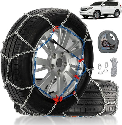 Snow Chains for Pickup Trucks & SUVs Off-road, Heavy Duty Quick Fit & Easy Installation Snow Tire Chains, Portable Reusable Emergency Tire Traction Chain, Set of 2 (HP2310)
