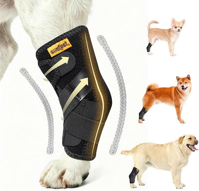 Dog Hock Brace for Small Dogs (5-15 lbs), Adjustable Hind Leg Support Wrap for Chihuahua, Pomeranian, Yorkie, Arthritis, ACL Tears & Lameness Relief - Size S