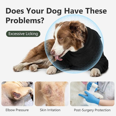 Dog Recovery Suit for Front Legs, Dog Elbow Protector with Padded Elbow Coverage to Stop Licking, Front Leg Sleeve for Hot Spots, Wounds, Hygroma, Calluses & Post-Surgery Care,Black,S