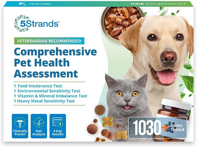 Pet Food Intolerance, Environmental & Heavy Metal Sensitivity, and Nutritional Imbalance Test, 1036 Items Tested, Cat & Dog Gut Health Test for All Breeds & Ages, Results in 4 Days