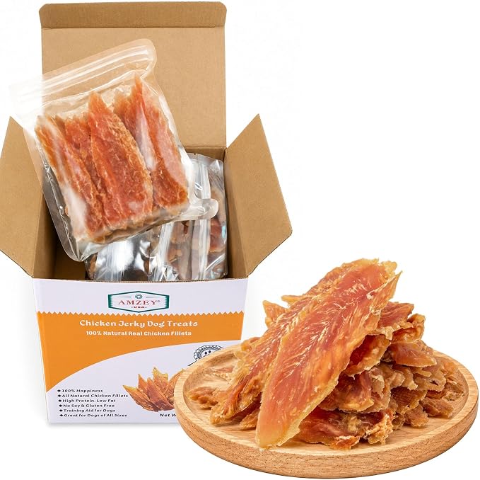 Chicken Jerky Dog Treats 24 OZ, 4 Resealable Bags, Real Chicken, Grain Free High Protein, Dental Health Support Dog Snacks, for Large & Small Dogs, Canine Chews
