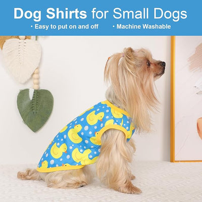 Dog Shirt Vest Dog Clothes for Small Dogs Boy Girl Stretchy Summer Puppy T-Shirts Soft Breathable Lightweight Puppy Sweatshirt Pet Cat Outfit (Blue Duck, X-Small)