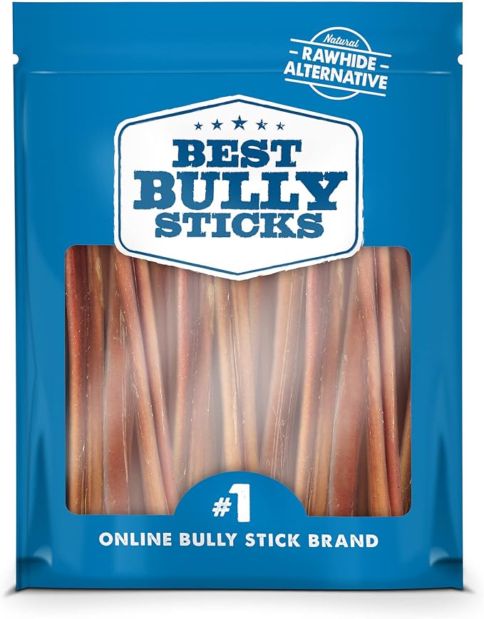 6 Inch Bully Sticks - 25 Count (Pack of 1) - Natural, Easily Digestible, 100% Grass-Fed, Grain and Rawhide Free