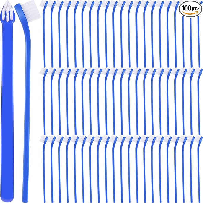 100 Pcs Small Dog Toothbrush Bulk Pack Long Handle Pet Toothbrushes with Soft Bristles, Dental Care Teeth Cleaning Kit for Small Breed Dogs, Cats, and Puppies (Blue)
