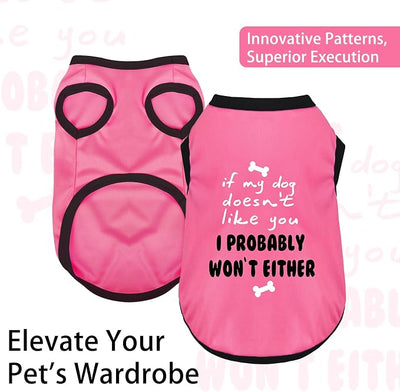 Color-Blocked Dog Tank Top with Playful Heat Transfer Designs – Lightweight Polyester Shirt for Small,MediumDogs, Perfect for Casual Outings.I Probably Won't Either Pink S