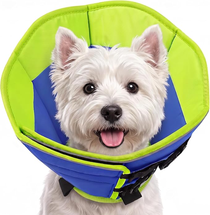 AOFITEE Soft Dog Cone Collar, Adjustable Dog Cones Alternative for Small Dogs, Cone for Dogs to Stop Licking, Elizabethan Recovery Cones After Surgery with Quick Release Buckle(Bluegreen,Small)