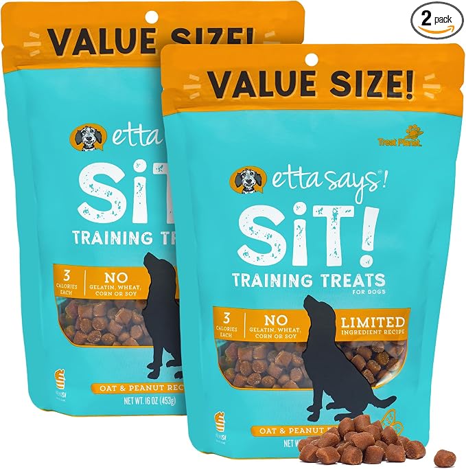 Sit Training Treats - All Natural Peanut Butter Soft Treats for Dogs - Made in The USA - 2 Pack