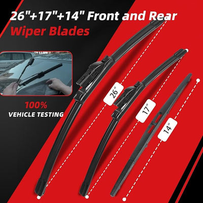 OTUAYAUTO Windshield Wiper Blades Replacement for Subaru Forester 2019-2024, All-Extreme Weather Performance Quiet No Trace Front and Rear Wipers Top Lock 26"+17"+14" (Pack of 3)