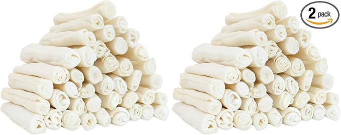 Dog Rawhide Rolls Twist Sticks Chew Treats Natural Flavor 6.5 Inch 40 Count for Puppy and Small Dogs (Pack of 2)