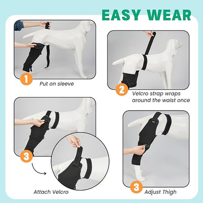 Dog Rear Leg Sleeve to Stop Licking, Hind Leg Protector After TPLO Recovery, ACL Surgery, Wounds or Skin Issues, Soft Breathable Comfortable Cover for Large Medium Small Dogs, M,Left, Matte Black