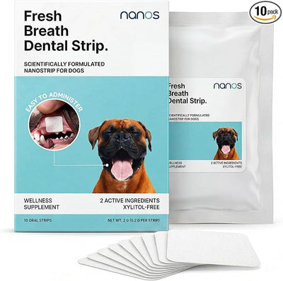 Dog Dental Strips – 10-Pack Dog Breath Freshener | Dissolves in Seconds | Teeth Cleaning Strip | Pet Oral Care Mint Strips