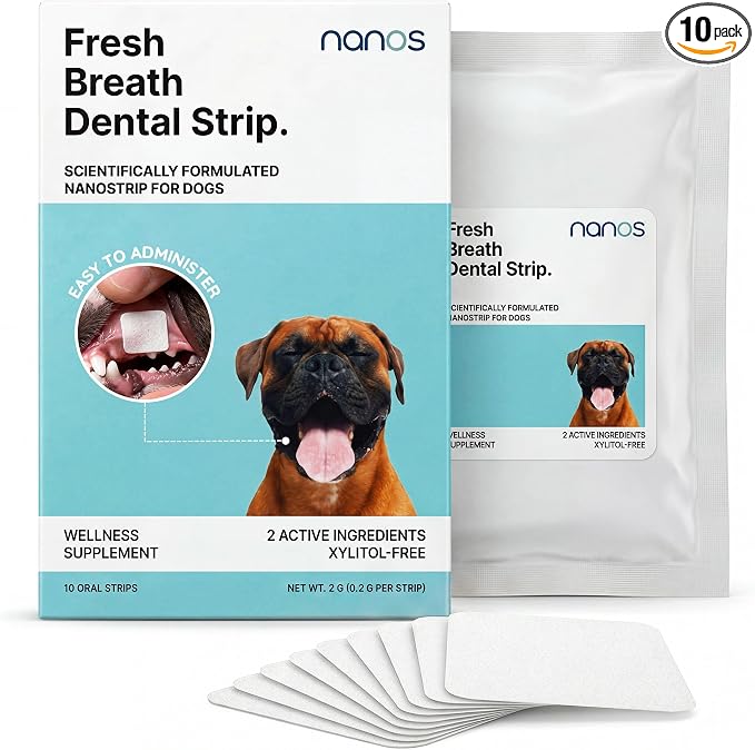 Dog Dental Strips – 10-Pack Dog Breath Freshener | Dissolves in Seconds | Teeth Cleaning Strip | Pet Oral Care Mint Strips