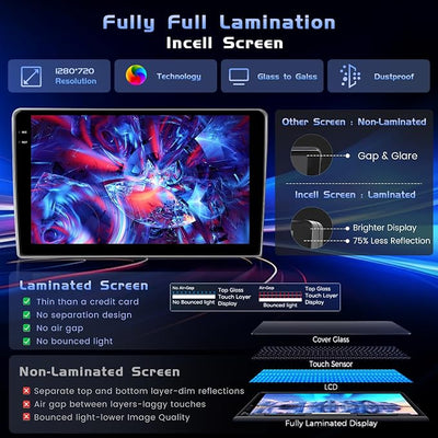 [4+128G+Incell Screen] for Toyota Corolla 2009-2013 Android Car Stereo Wireless Carplay Andorid Auto, 9 inch 1280x720 Touch Screen Radio Bluetooth GPS Naivigation WiFi FM/RDS Backup Camera