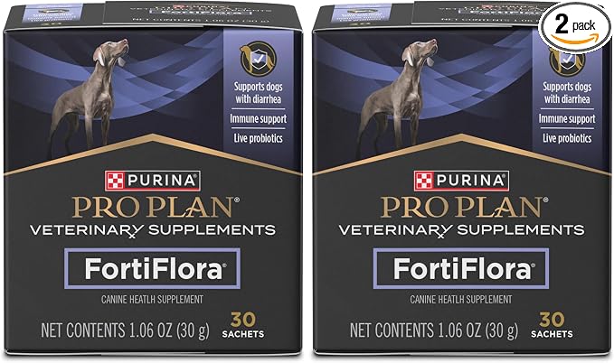 Purina Pro Plan Veterinary Supplements FortiFlora Daily Probiotics for Dogs,Helps Digestive Gut Health and Diarrhea - 30 ct. Box,(Pack of 2)