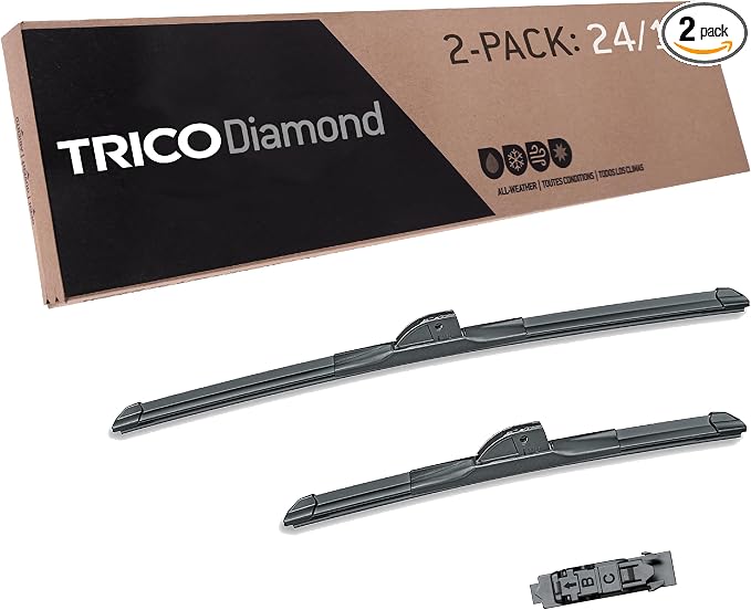 TRICO Diamond 24" + 16" Super Premium Automotive Replacement Windshield Wiper Blades (Set of 2), Passenger and Driver Side All-Weather Beam Wiper Blades for Select Vehicle Models (Item #25-2416)