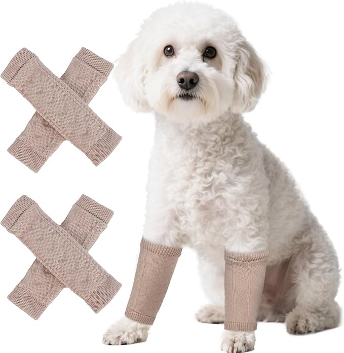 4 PCS Dog Leg Wound Protector, Dog Recovery Sleeve for Back/Front Leg, Stop Biting-Legs Due to an Allergy, Hold The Gauze in Place