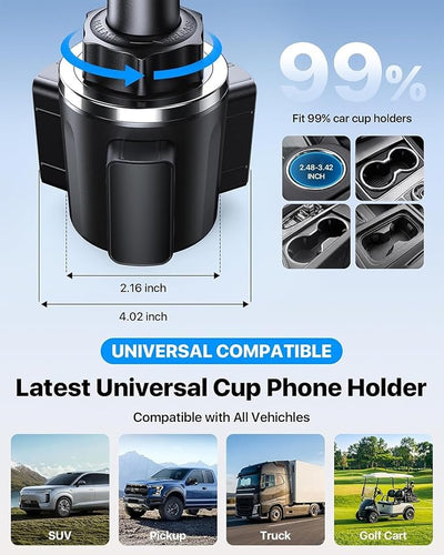 andobil Upgraded Cup Holder Phone Holder for Magsafe, [Strongest Magnet & Adjustable] Cup Phone Holders for Your Car Truck SUV, Cell Phone Car Mount Fits iPhone 17/16/15/14/13 Pro Max (Carbon Fiber)