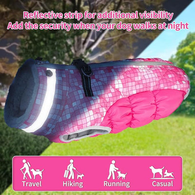 CuteBone Waterproof Thick Dog Winter Coat Doggie Jacket Warm Pet Clothes Comfortable Puffer Dog Vest for Small Medium Large Dogs with Harness Hole YRFN05L
