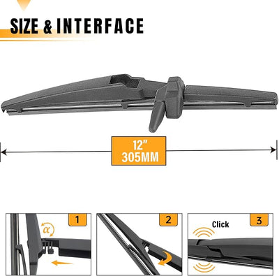 AUTOBOO 12 Inch Rear Wiper Blade Replacement for Toyota 4Runner 2024-2010 -BACK Windshield Wiper Blade -Original Factory Quality (Pack of 1)