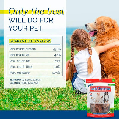 PCI Pet Center Inc. Lamb Crunchys Raw Dehydrated Lamb Lungs Dog Treats, 3 Ounce Pack