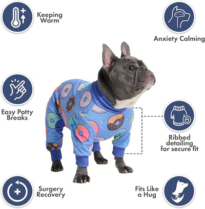 Spark Paws Dog Pajama, Dog Recovery Suit Male, Onesie, Ultra-Soft and 4-Way Stretch, for Small Medium and Large Breeds - Donuts - 5XL