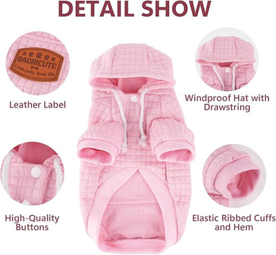 2 Pack Dog Hoodie Sweaters for Small Medium Dogs Warm Dog Clothes for Large Dogs Soft Waffle-Like Laminated Sweatshirt Bulldog (Pink+Purple, M (Back: 15.5",Chest: 21.6", Neck: 13"))