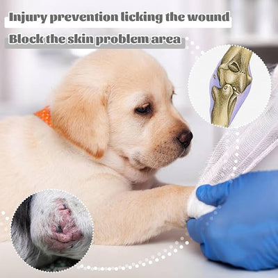 ROZKITCH Dog Leg Wound Protector for Front Right Left Leg, Pet Prevent Licking Wound Elbow Knee Protector, Dog Recovery Suit Cone Collar Alternative for Sprain ACL CCL Arthritis Joint Care Grey 3XL